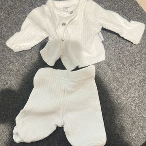 Gerber White Baby Cardigan and Pants Set